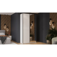 Шкаф-купе с 1 глухой и 1 зеркальной дверями «Оскар Тиффани» Тип 2 Ручка черная, Белый снег, Белый софт