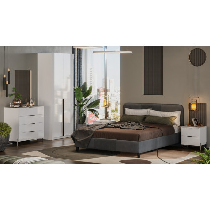 Спальный гарнитур «Тесса» Тип 2 №3 - ГН-003 Белый Жемчуг, Белый глянец