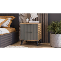 Тумба прикроватная «Хилтон» с опорами Черный матовый, Дуб Крафт золотой, Графит матовый