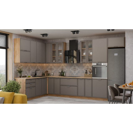 Модульная кухня «Белладжио» Дуб Крафт золотой, Софт капучино