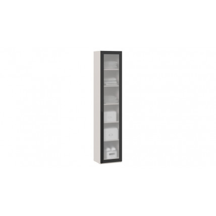 Шкаф для белья (366) с 1 дверью со стеклом  «Порто» - СМ-393.07.213 Кашемир матовый, Графит, Стекло сатин черное