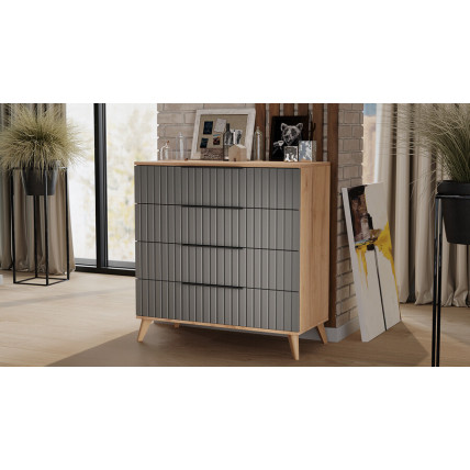 Комод «Хилтон» с опорами Бук матовый, Дуб Крафт золотой, Графит матовый