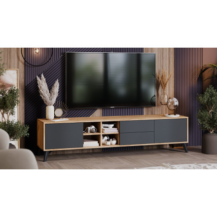 Тумба ТВ тип 5 с опорами Черный матовый, Дуб Крафт золотой, Антрацит