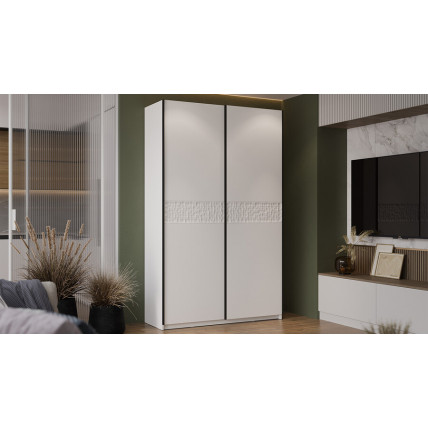 Шкаф-купе с 2 глухими дверями «Оскар Скания» Ручка черная, Белый снег, Белый матовый