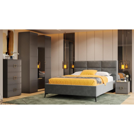 Кровать без ПМ «Делана»  (без подъемного механизма) Велюр Brut Grey 16
