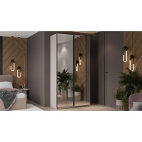 Шкаф-купе с 2 зеркальными дверями «Оскар» Ручка черная, Кашемир