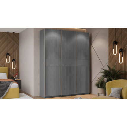 Шкаф-купе с 3 глухими дверями «Оскар Тиффани» Тип 2 Ручка серебро, Серый графит, Графит матовый