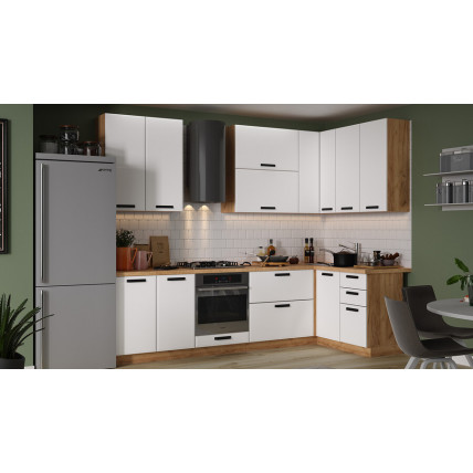 Модульная кухня «Тиана» Дуб Крафт золотой, Белый супермат