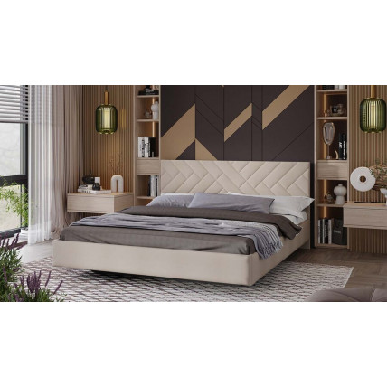 Кровать без ПМ «Кевия» Тип 1 (без подъемного механизма) Велюр Confetti Cream