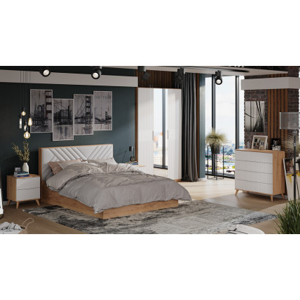 Спальный гарнитур «Хилтон» №4 Бук матовый, Дуб Крафт золотой, Белый матовый