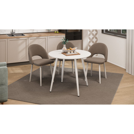 Стол обеденный «Оливия» Тип 1 - Б-370 Белый матовый, Металл белый