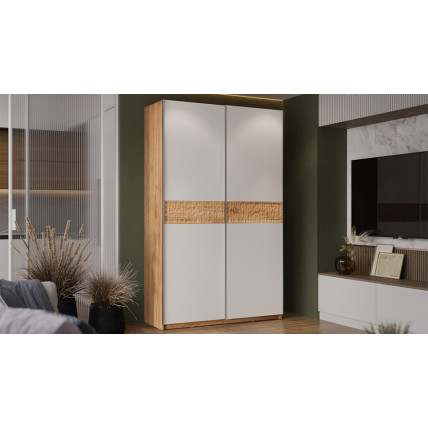 Шкаф-купе с 2 глухими дверями «Оскар Скания» Ручка серебро, Дуб Крафт золотой, Белый снег, Дуб тортугга