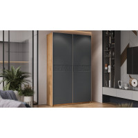 Шкаф-купе с 2 глухими дверями «Оскар Скания» Ручка серебро, Дуб Крафт золотой, Серый графит, Графит матовый