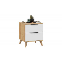 Тумба прикроватная «Джоли» с опорами Бук матовый, Дуб Крафт золотой, Белый матовый