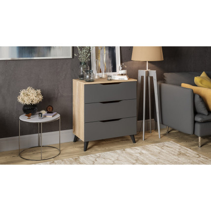 Комод тип 3 с опорами Черный матовый, Дуб Сонома, Графит Серый