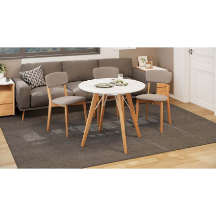 Стол обеденный  «Колумбия» Тип 1 - Б-271 Белый матовый, Металл белый, Натуральное дерево