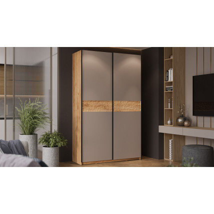 Шкаф-купе с 2 глухими дверями «Оскар Скания» Ручка черная, Дуб Крафт золотой, Кашемир, Дуб тортугга