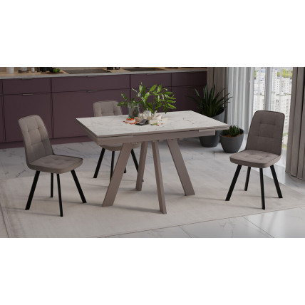 Стол обеденный «Джаггер» Тип 3 Капучино матовый, Бежевый мрамор