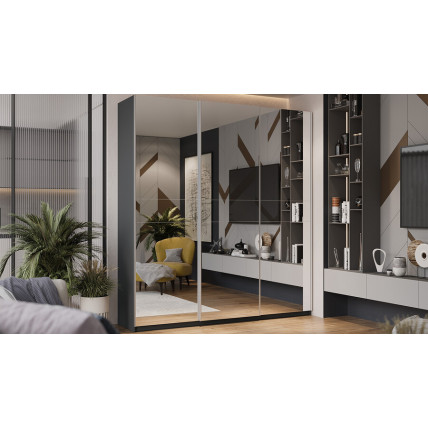 Шкаф-купе с 3 зеркальными дверями «Оскар» Тип 2 Ручка серебро, Серый графит