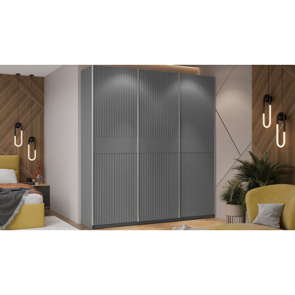 Шкаф-купе с 3 глухими дверями «Оскар Тиффани» Тип 2 Ручка серебро, Серый графит, Графит матовый