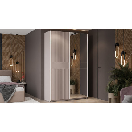 Шкаф-купе с 1 глухой и 1 зеркальной дверями «Оскар Тиффани» Тип 2 Ручка белая, Кашемир, Кашемир матовый