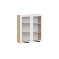 Шкаф навесной c двумя дверями «Детройт» исп.2 - 1ВВ8С Дуб Крафт золотой, Белый глянец