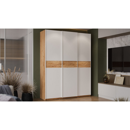 Шкаф-купе с 3 глухими дверями «Оскар Скания» Тип 2 Ручка белая, Дуб Крафт золотой, Белый снег, Дуб тортугга