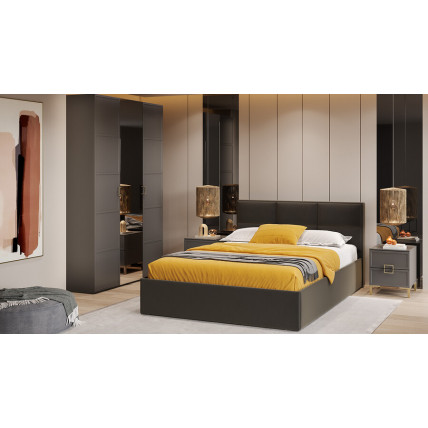 Спальный гарнитур «Стелла» №6 Золото розовое, Серый вулкан, Фон серый, Велюр Confetti Stone