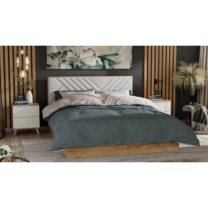 Спальный гарнитур «Хилтон» №5 Бук матовый, Дуб Крафт золотой, Белый матовый