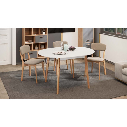 Стол обеденный раздвижной «Форли» Тип 1 - Б-161 Белый матовый, Натуральное дерево