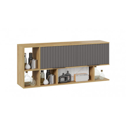 Шкаф настенный с двумя полками «Хилтон» (1350) Дуб Крафт золотой, Графит матовый