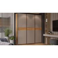 Шкаф-купе с 3 глухими дверями «Оскар Скания» Ручка черная, Дуб Крафт золотой, Кашемир, Дуб тортугга