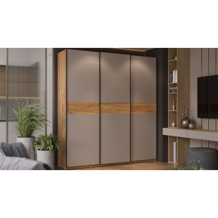 Шкаф-купе с 3 глухими дверями «Оскар Скания» Ручка черная, Дуб Крафт золотой, Кашемир, Дуб тортугга