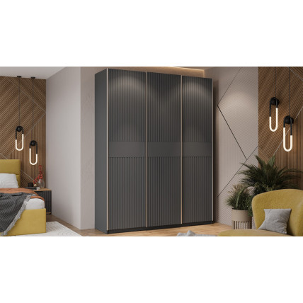Шкаф-купе с 3 глухими дверями «Оскар Хилтон» Тип 2 Ручка серебро, Серый графит, Графит матовый