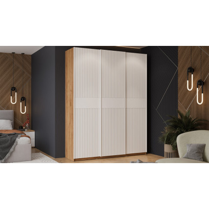 Шкаф-купе с 3 глухими дверями «Оскар Хилтон» Тип 2 Ручка белая, Дуб Крафт золотой, Белый матовый