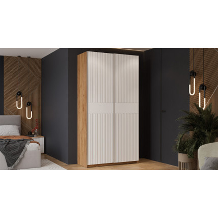 Шкаф-купе с 2 глухими дверями «Оскар Хилтон» Тип 2 Ручка серебро, Дуб Крафт золотой, Белый матовый
