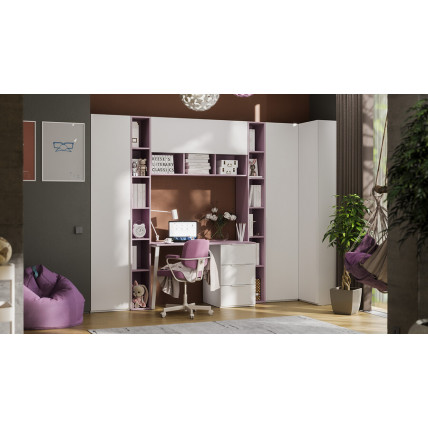 Набор детской мебели «Порто» №10 - ГН-393.110 Белый жемчуг, Виола, Белый софт