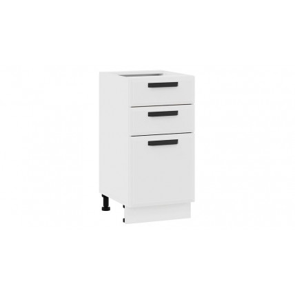 Шкаф напольный с тремя ящиками «Тиана» - 1Н4Я3 Белый, Белый супермат