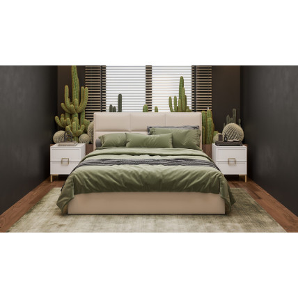 Спальный гарнитур «Стелла» №4 Золото розовое, Белый холст, Белый Жемчуг, Велюр Confetti Cream