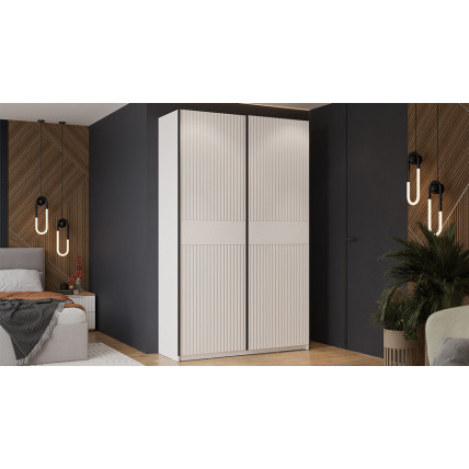 Шкаф-купе с 2 глухими дверями «Оскар Хилтон» Ручка черная, Белый снег, Белый матовый