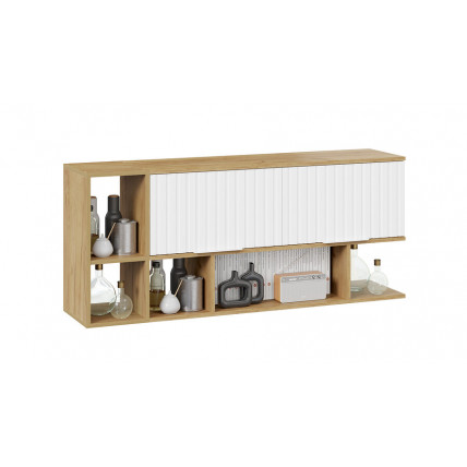 Шкаф настенный с двумя полками «Хилтон» (1350) Дуб Крафт золотой, Белый матовый