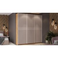 Шкаф-купе с 3 глухими дверями «Оскар Хилтон» Ручка белая, Дуб Крафт золотой, Кашемир, Кашемир сатин