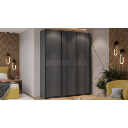 Шкаф-купе с 3 глухими дверями «Оскар Хилтон» Тип 2 Ручка черная, Серый графит, Графит матовый