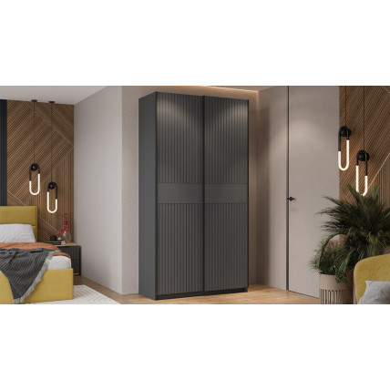 Шкаф-купе с 2 глухими дверями «Оскар Хилтон» Тип 2 Ручка черная, Серый графит, Графит матовый