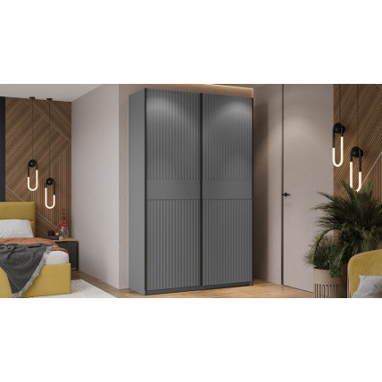 Шкаф-купе с 2 глухими дверями «Оскар Тиффани» Тип 2 Ручка черная, Серый графит, Графит матовый