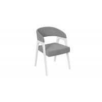 Кресло «Техас 1» - W-101 Белый матовый, тк. №247 Микровелюр Cosmo grey (серый)