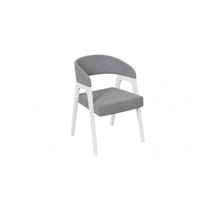 Кресло «Техас 1» - W-101 Белый матовый, тк. №247 Микровелюр Cosmo grey (серый)