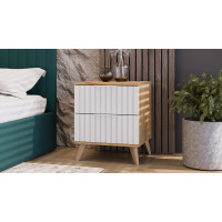 Тумба прикроватная «Хилтон» с опорами Бук матовый, Дуб Крафт золотой, Белый матовый