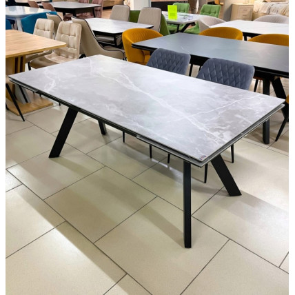 Стол Атлант 140/200*85 керамика 1 категория,опора L,муар черный