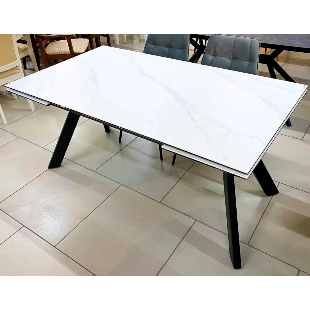 Стол Атлант 140/200*85 керамика 1 категория,опора L,муар черный